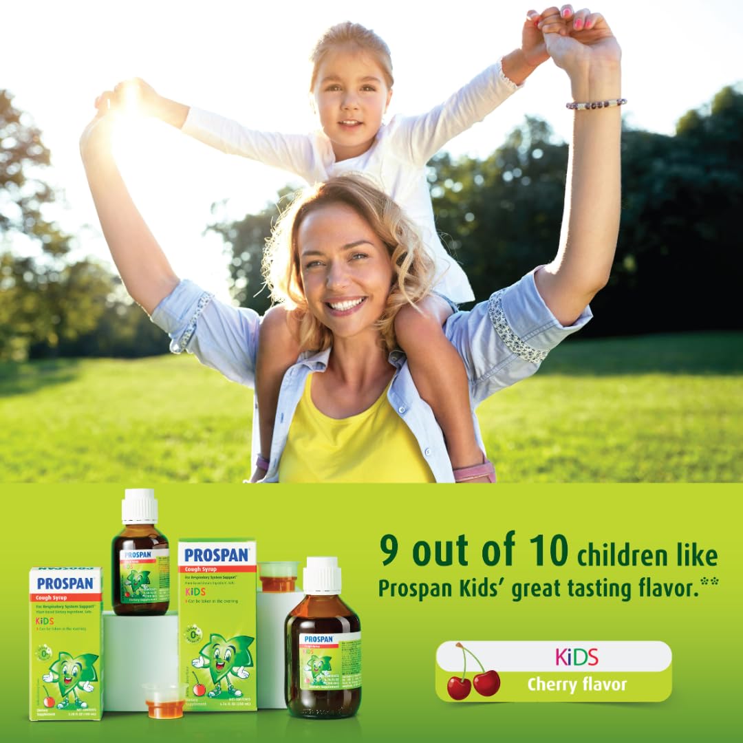 Authentic imported Prospan kids ivy leaf extract syrup packaging with dosage cup