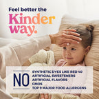 KinderMed Infants daytime and nighttime cough liquid bottles showing natural cherry flavor label