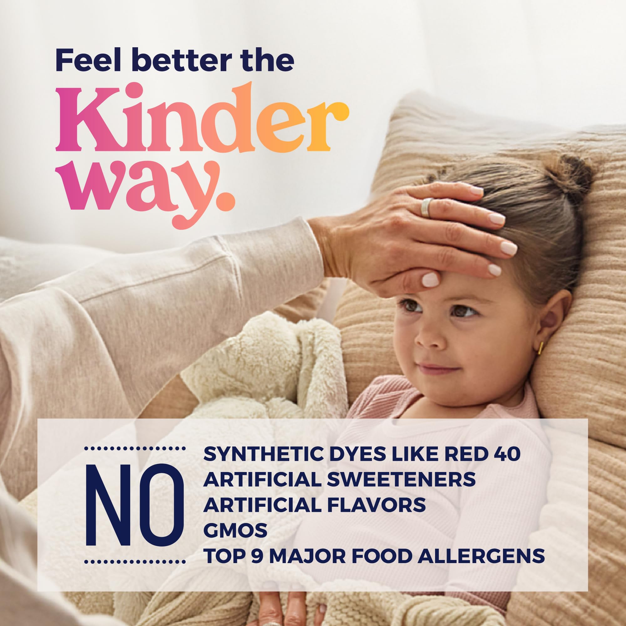 KinderMed Infants daytime and nighttime cough liquid bottles showing natural cherry flavor label