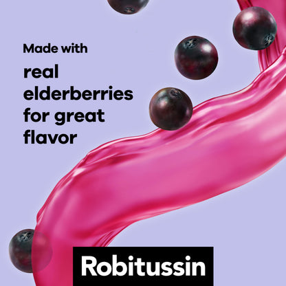Imported USA Robitussin elderberry pediatric cough medicine box side panel details