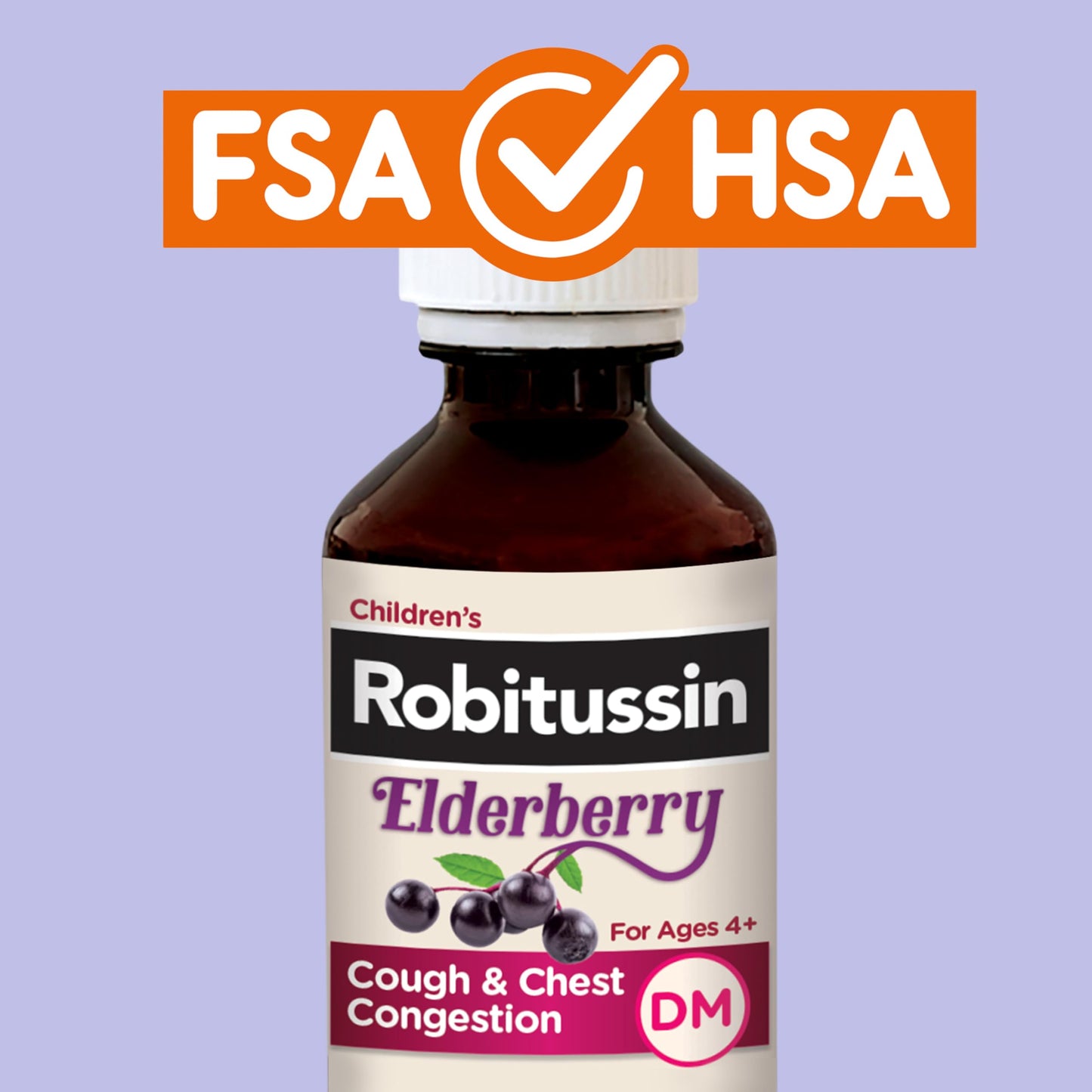 Authentic Robitussin Childrens Cough and Chest Congestion relief bottle top view