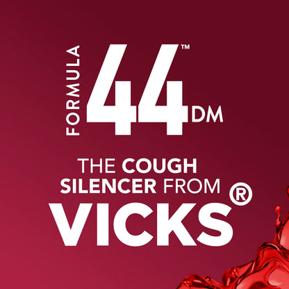 Vicks Formula 44 DM 12 Fluid Ounces bottle highlighting the berry flavor label