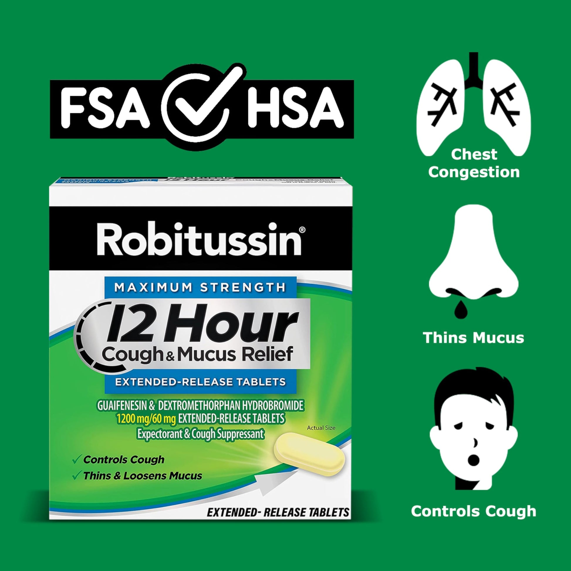 Robitussin 12 hour mucus relief expiration date and batch code details on box.