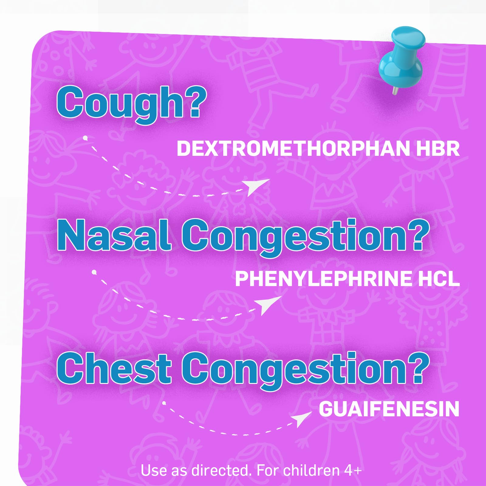 TUKOL non drowsy alcohol free children cough suppressant packaging close up