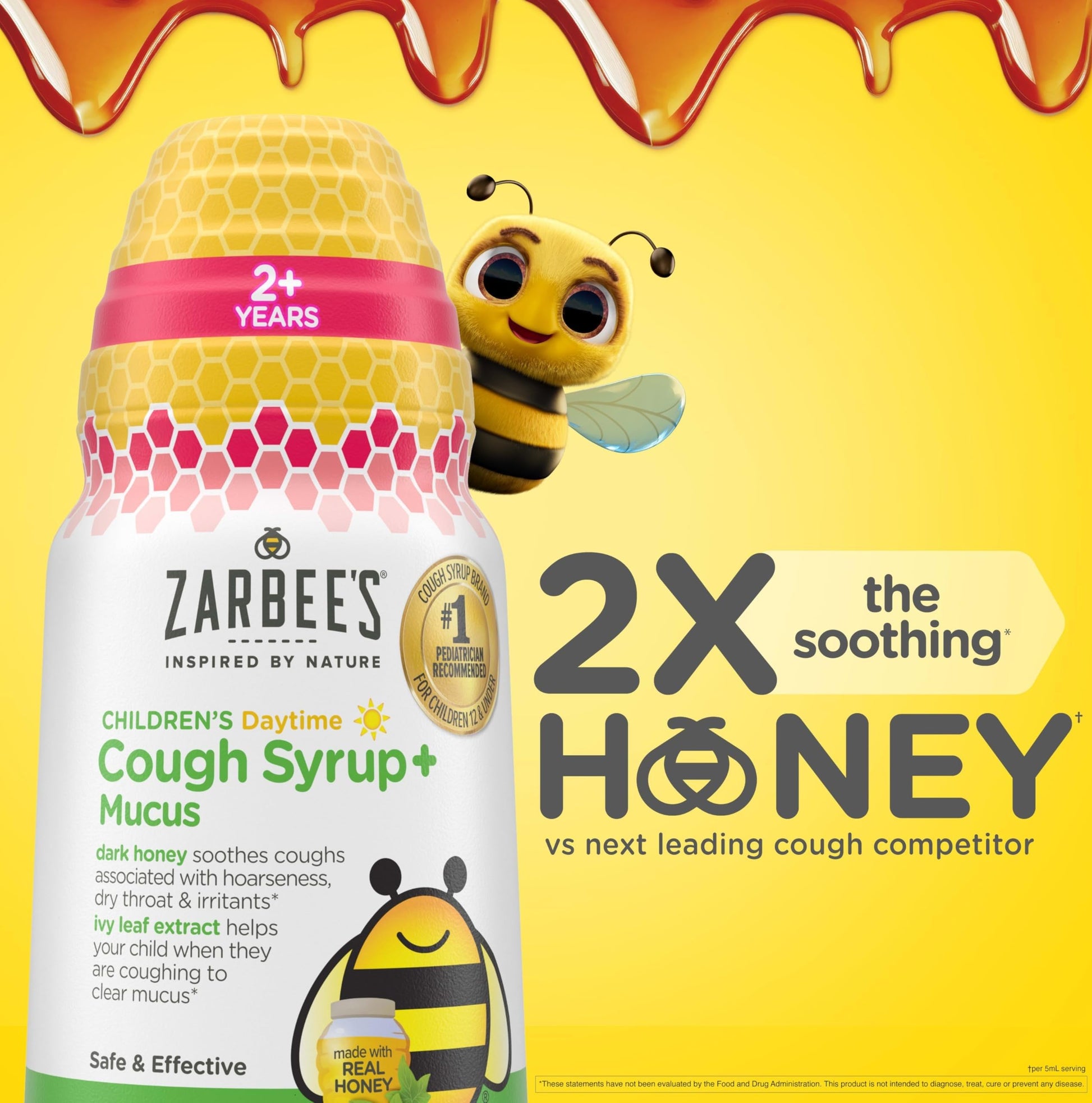 Zarbee's kids daytime honey cough syrup box showing mixed berry flavor details
