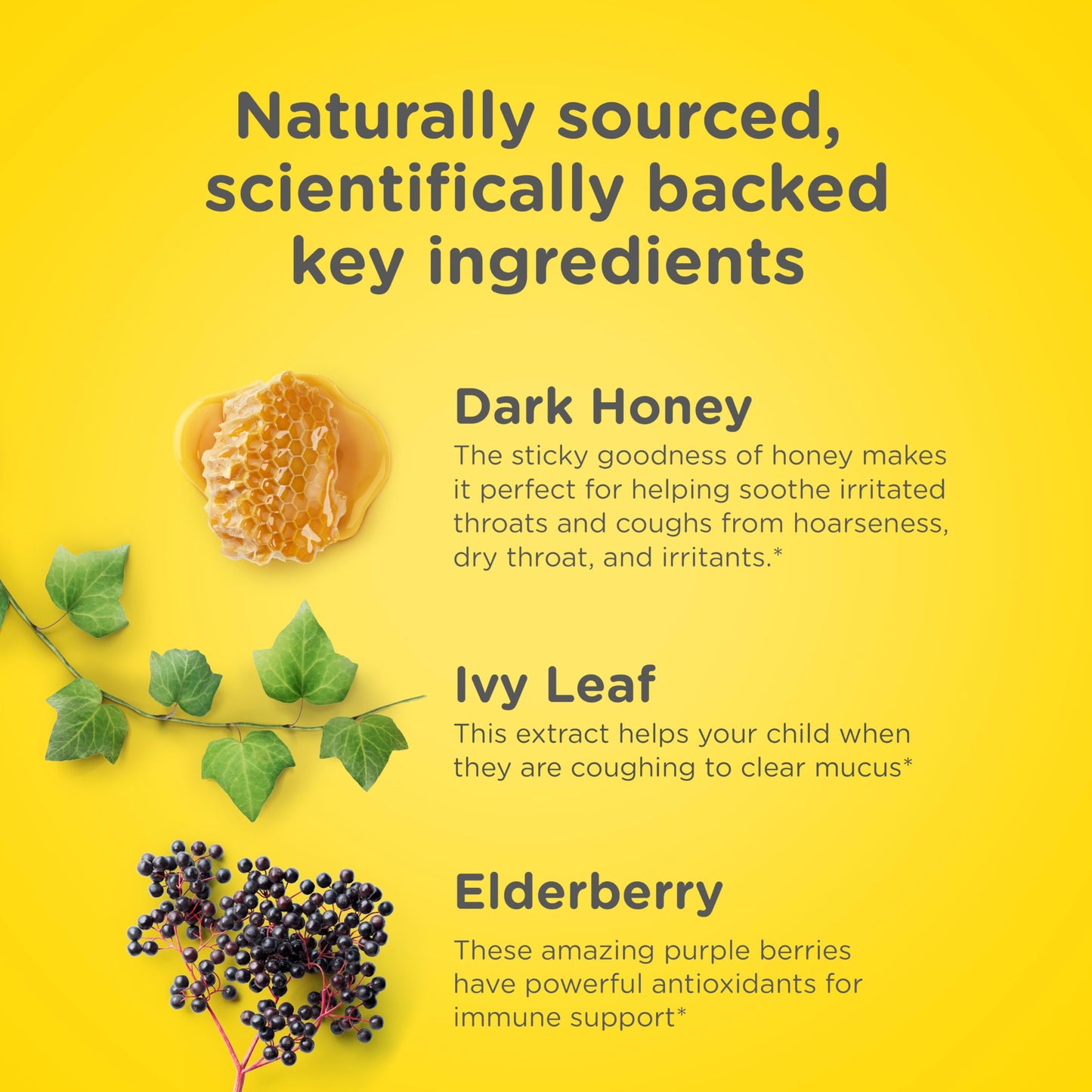 Back label of Zarbee's children's liquid cough remedy with dark honey and zinc