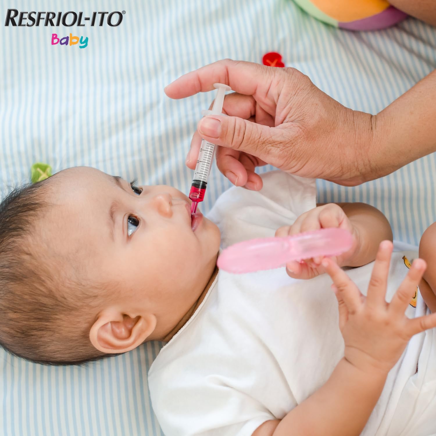 Resfriol-Ito natural grape flavor infant cough supplement bottle with dosing syringe.