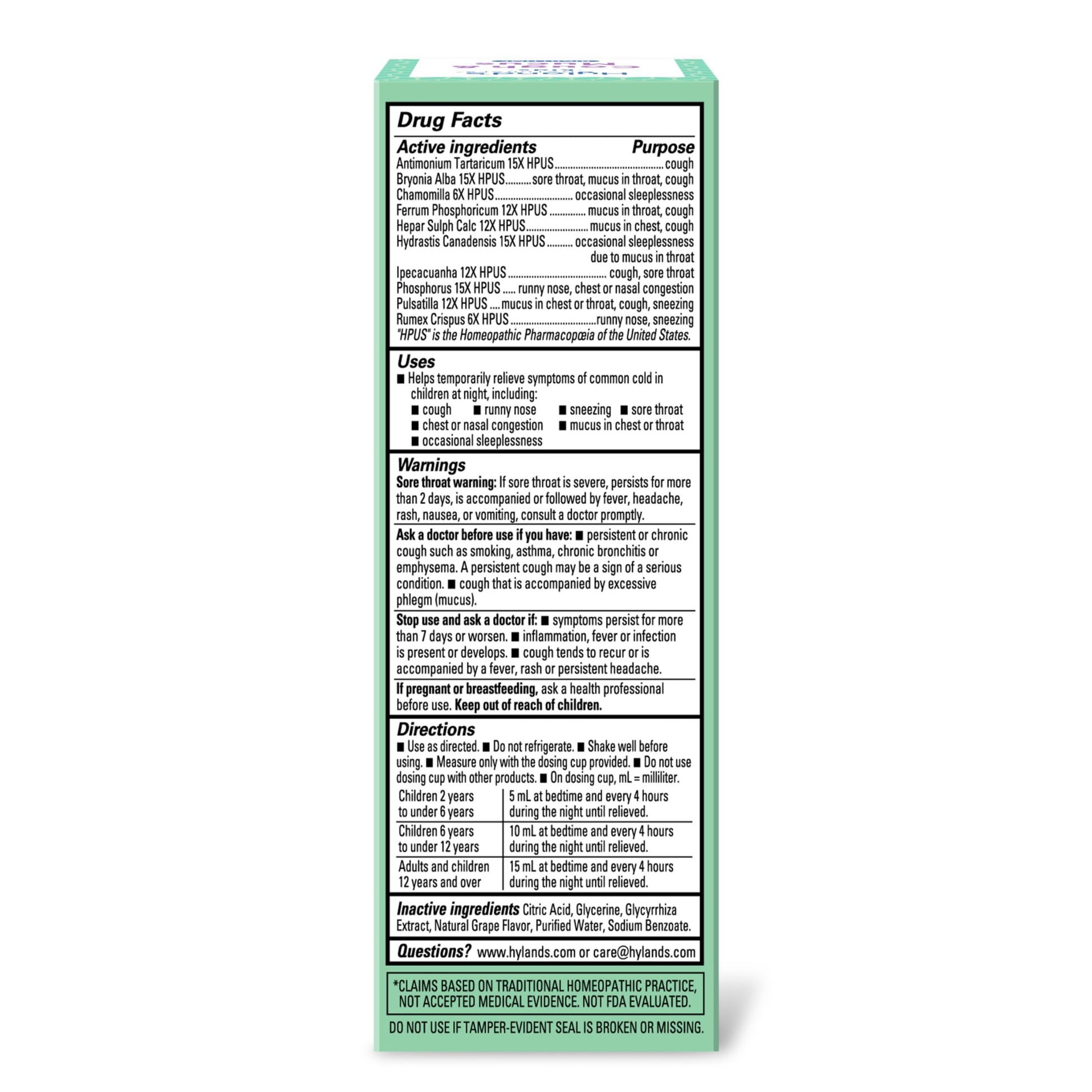 Hyland's naturals children sleep aid and mucus relief liquid