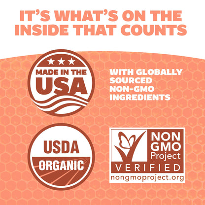 Side panel of Genexa children dietary supplement highlighting non GMO certification
