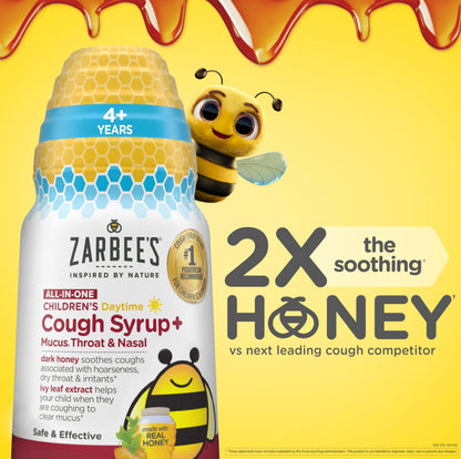 Zarbee's kids day and night value pack grape flavor bottle display highlighting age range six to twelve