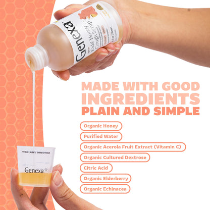Authentic imported Genexa pediatric care bottle showing dye free statement
