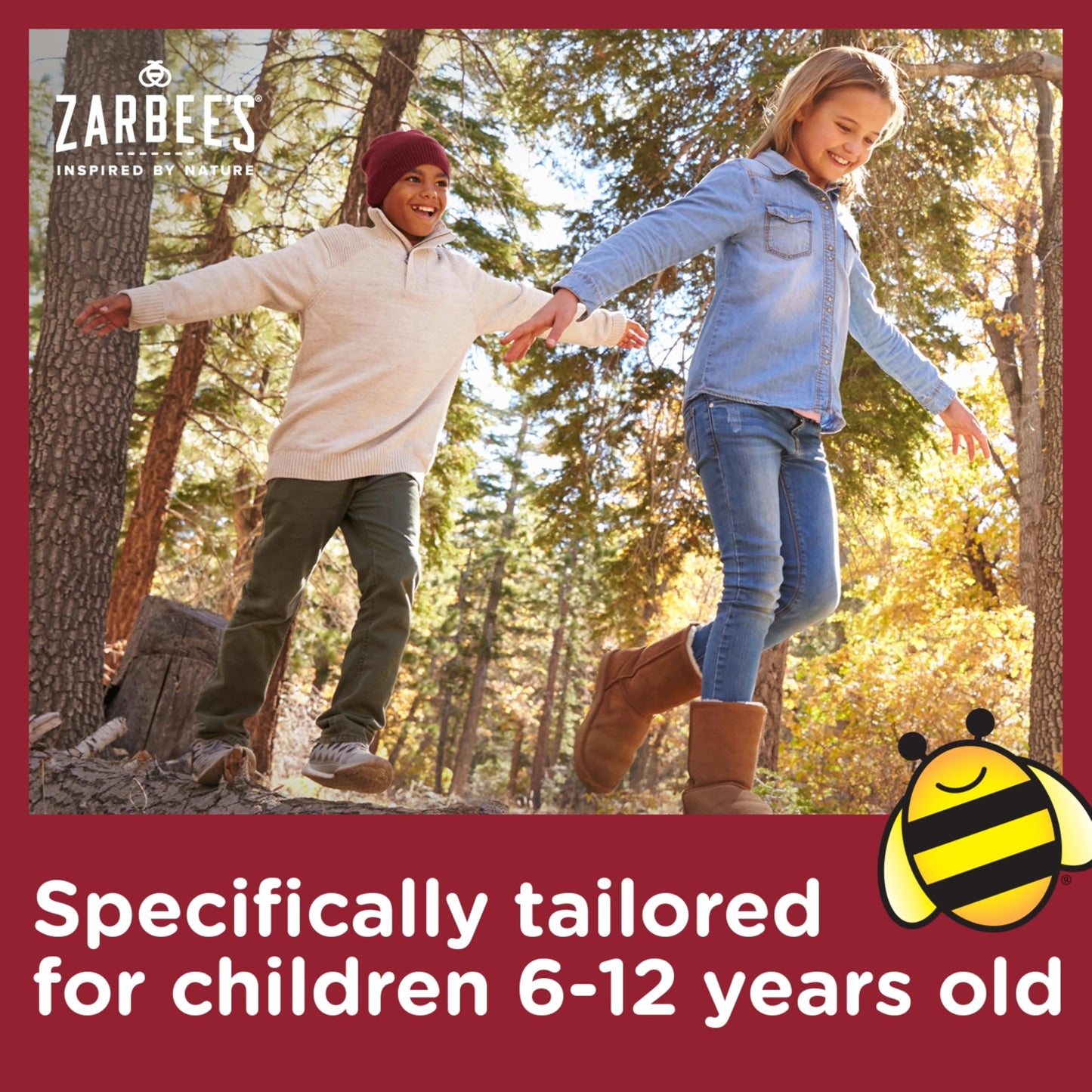Zarbee's children's grape flavored nighttime syrup bottle featuring added chamomile for sleep support