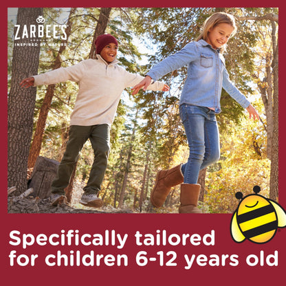 Zarbee's children's grape flavored nighttime syrup bottle featuring added chamomile for sleep support