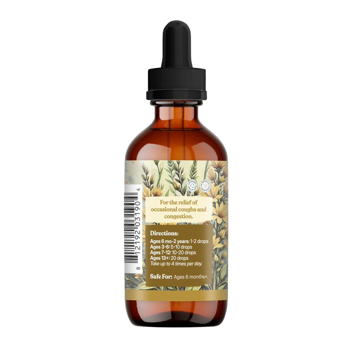 Natural respiratory expectorant tincture by Earthley Wellness for cold and chest congestion relief
