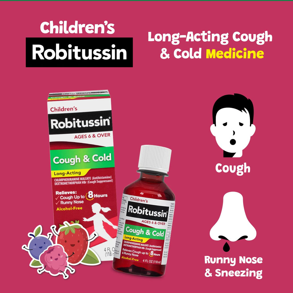 Robitussin children's long acting liquid fruit punch flavor bottle