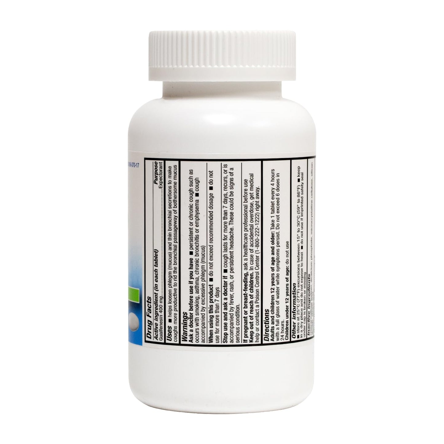 HealthA2Z Guaifenesin 300 tablets container showing drug facts and dosage information