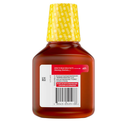 Tylenol Severe Multi Symptom non drowsy formula fluid bottle with warming honey lemon flavor detail