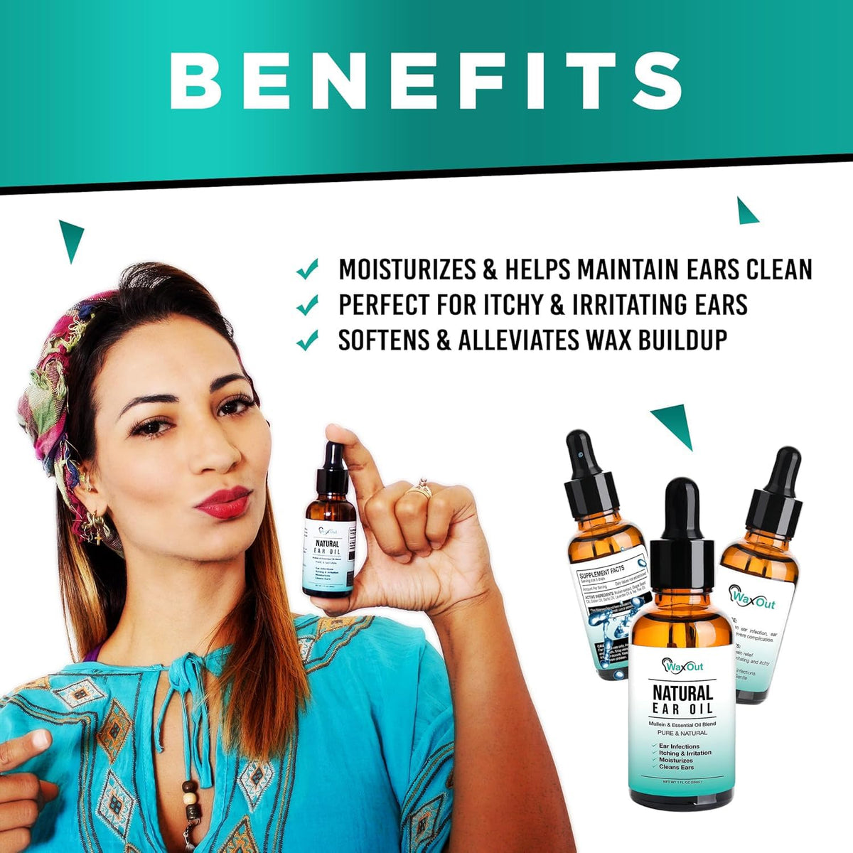 WaxOut BigWave ear drops glass bottle and liquid applicator