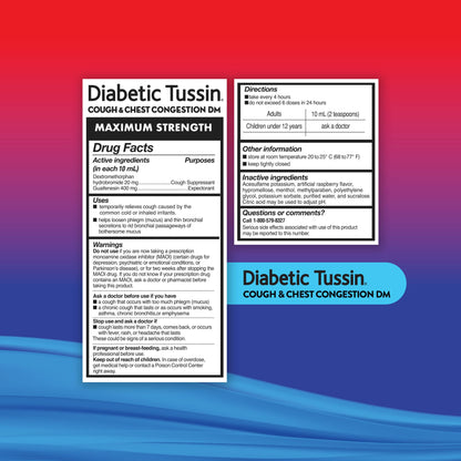 Diabetic Tussin DM Maximum Strength packaging showing product authenticity markers