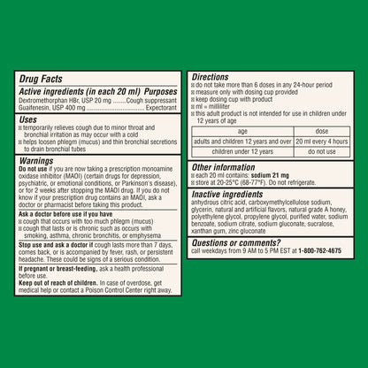 Robitussin honey DM maximum strength liquid formula dosage cup and bottle top view