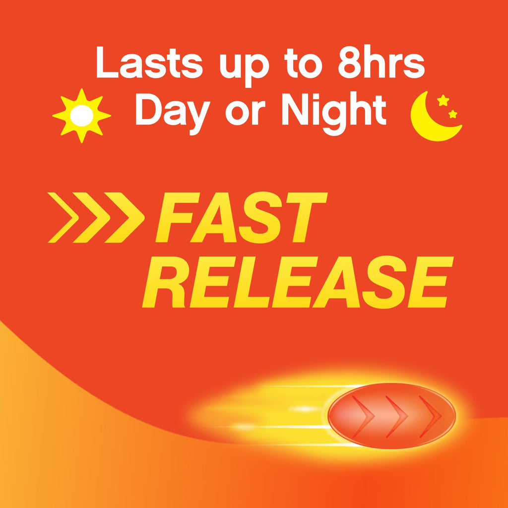 Delsym adult 8 hour cough relief fast release caplets box graphics