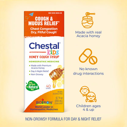 Back label of Boiron Children's Chestal showing clear dosage instructions for ages two to twelve