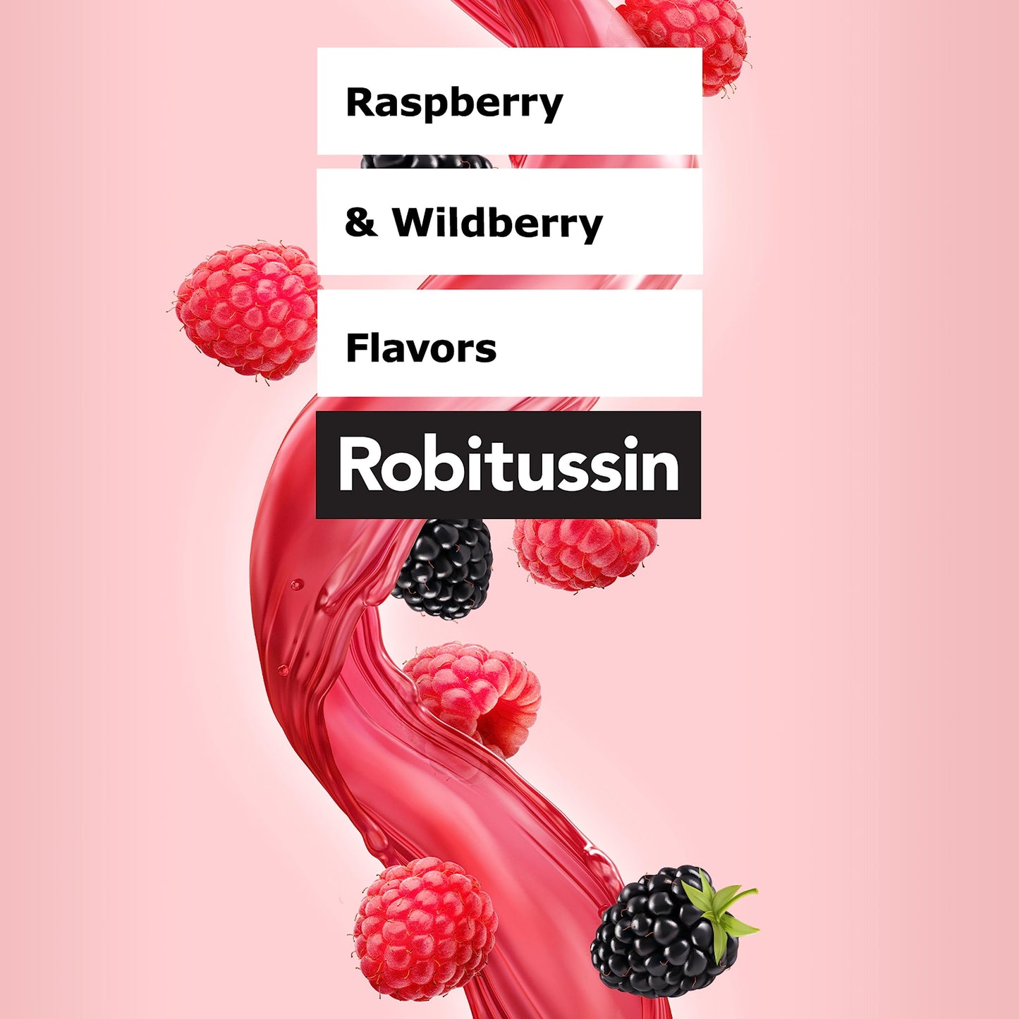 Robitussin daytime non drowsy cough suppressant bottle next to nighttime formula bottle showing dosing cups.