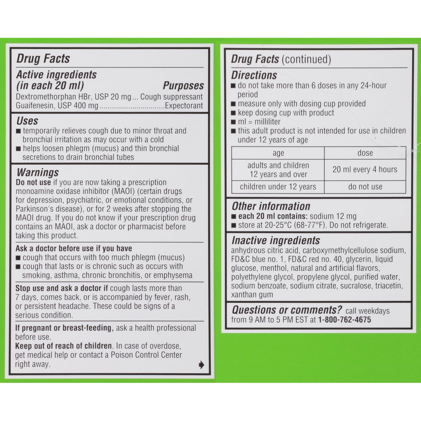 Robitussin authentic imported cold and cough relief syrup twin pack box side view