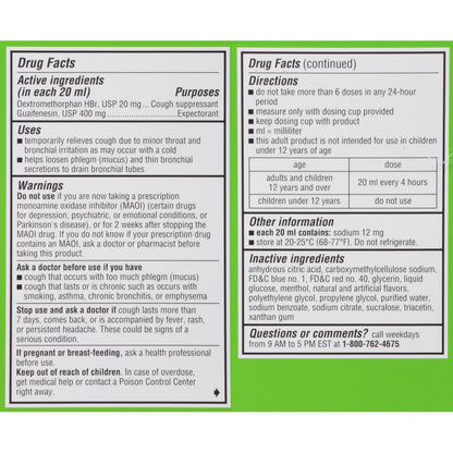 Robitussin authentic imported cold and cough relief syrup twin pack box side view