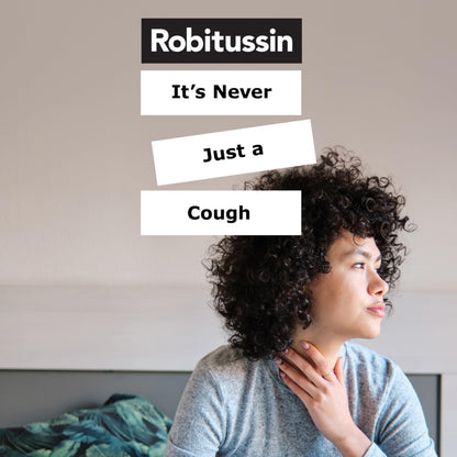 Robitussin 8 Hour Cough liquid capsules packaging top view displaying age guidelines and usage instructions