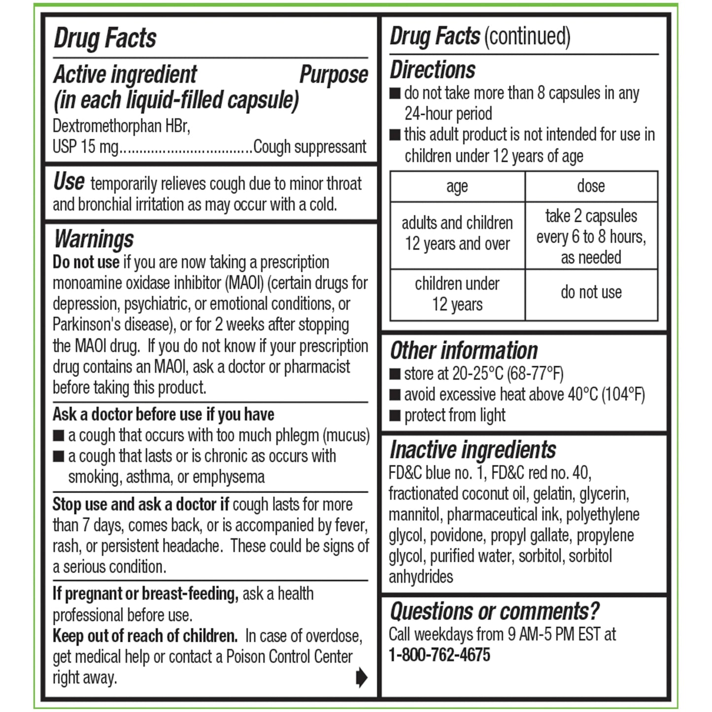 Robitussin Adult Long Acting Cough Suppressant portable capsule pack displaying the authentic import seal
