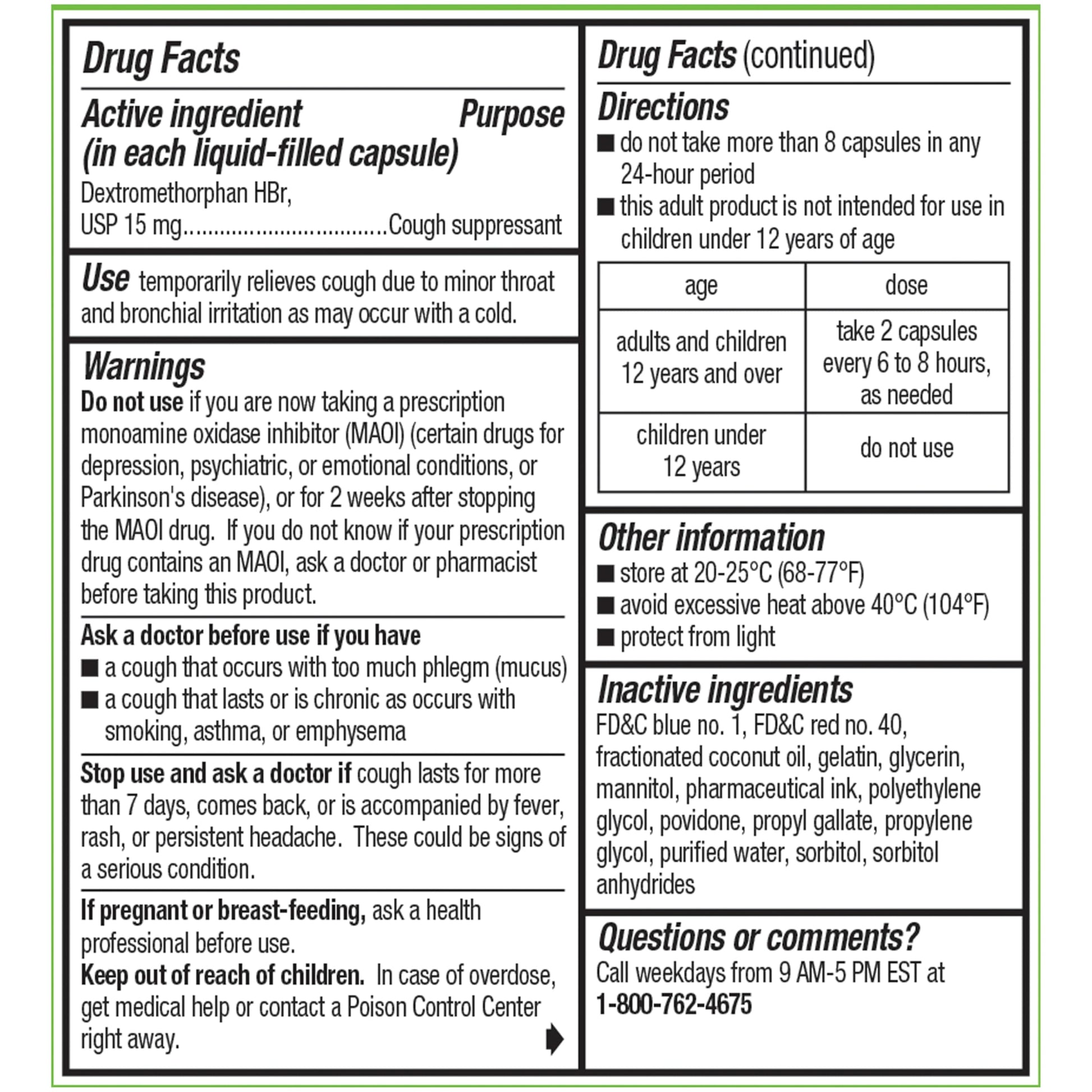 Robitussin Adult Long Acting Cough Suppressant portable capsule pack displaying the authentic import seal