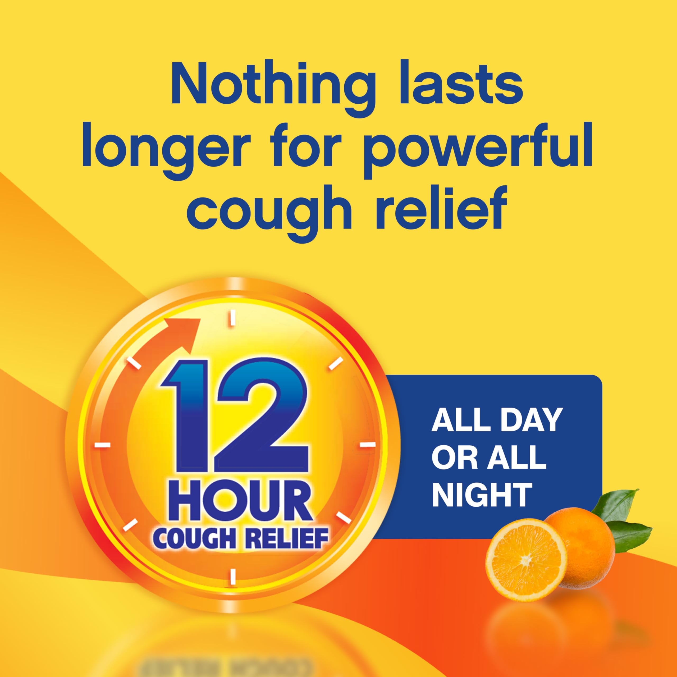 Delsym adult cough suppressant liquid orange pack of 1 displaying original packaging details