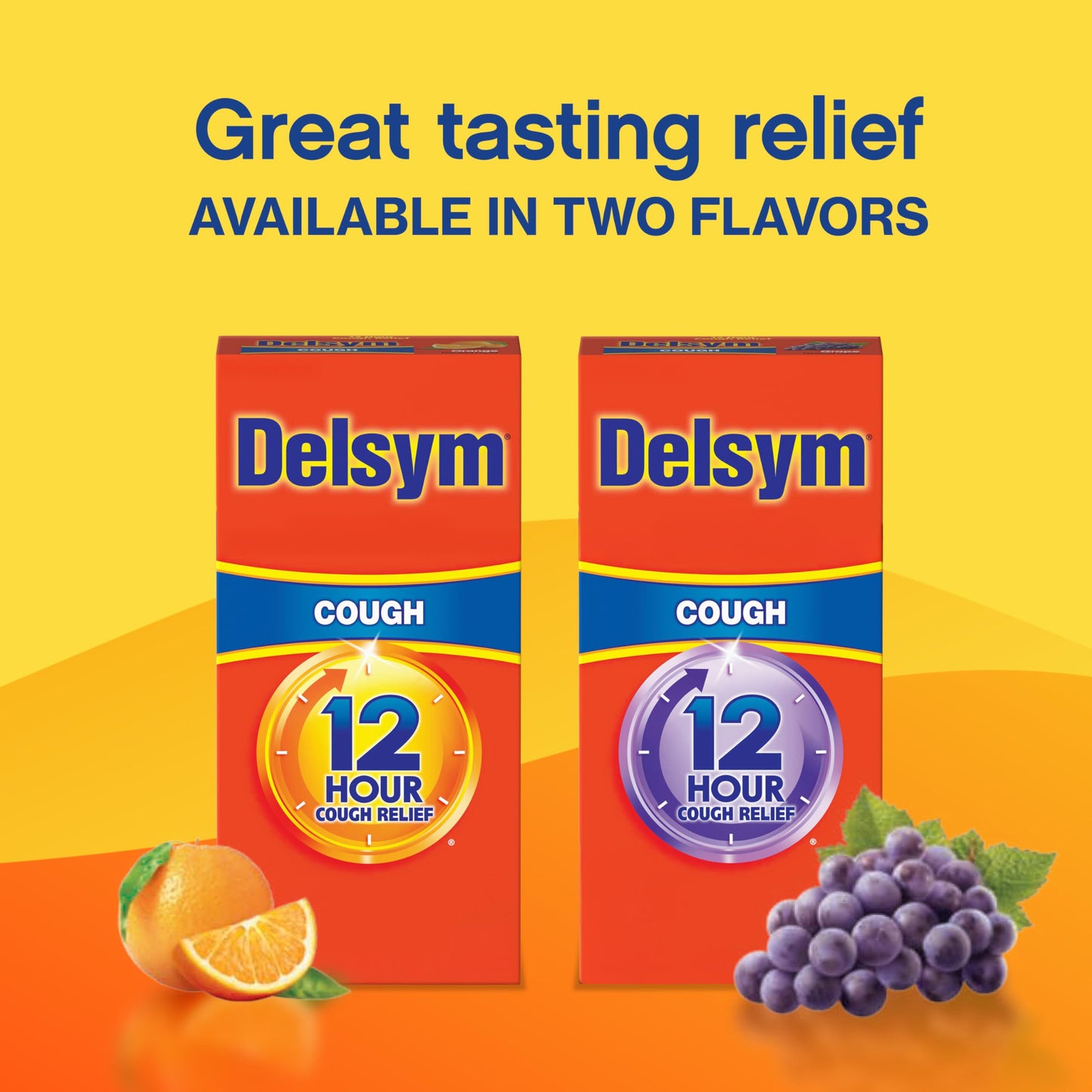 Delsym five fluid ounce non drowsy adult cough relief formula packaging layout