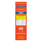 Delsym 12 hour orange liquid suspension original imported product box close up