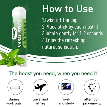 The four distinct essential oil inhaler sticks arranged together highlighting the mint lavender wintermint and tropical varieties.