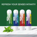 Full product kit view of the Vamy imported nasal stick set emphasizing the natural essential oils and cooling menthol features.