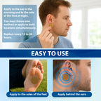Demonstration of applying Bondtech Tinnitus Relief patch near ear