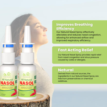 Holistic non addictive nasal spray for severe sinus pressure and headache relief support