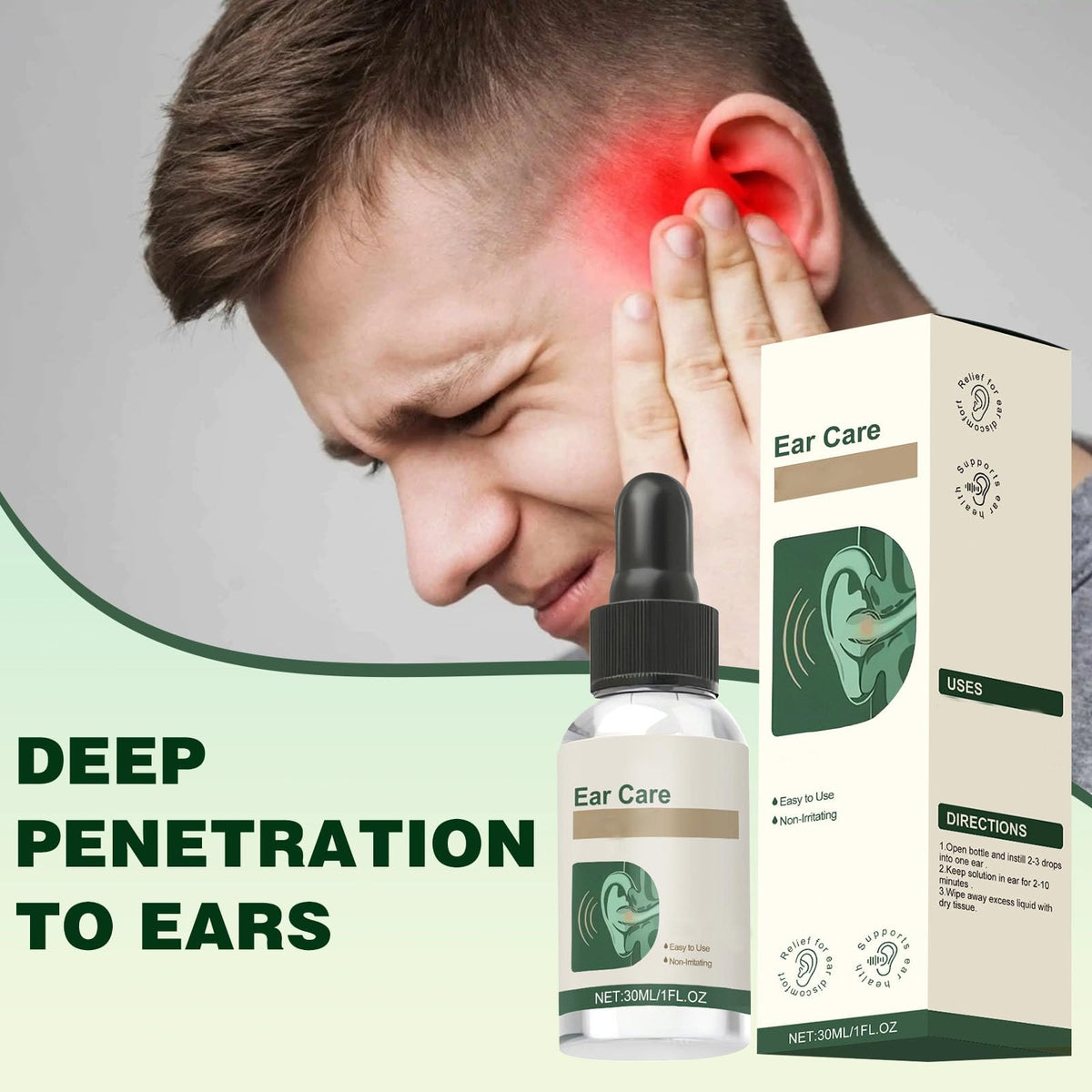 Close up of EOIRULA 30ml dropper bottle for tinnitus relief