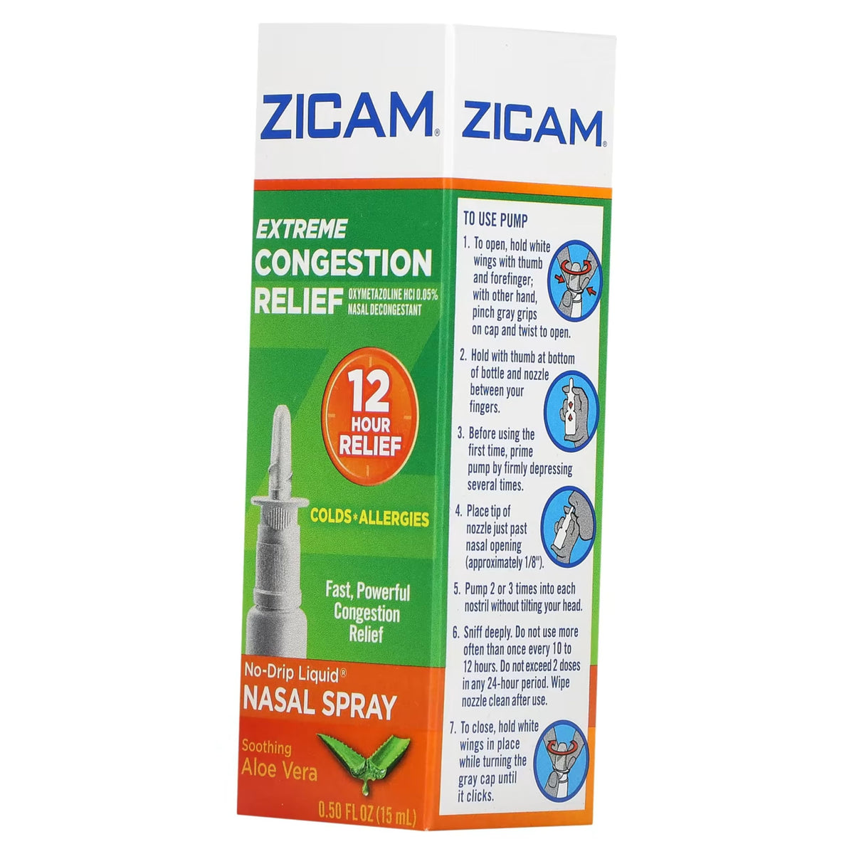 Zicam oxymetazoline hydrochloride 0.05 percent spray bottle showing the nozzle design