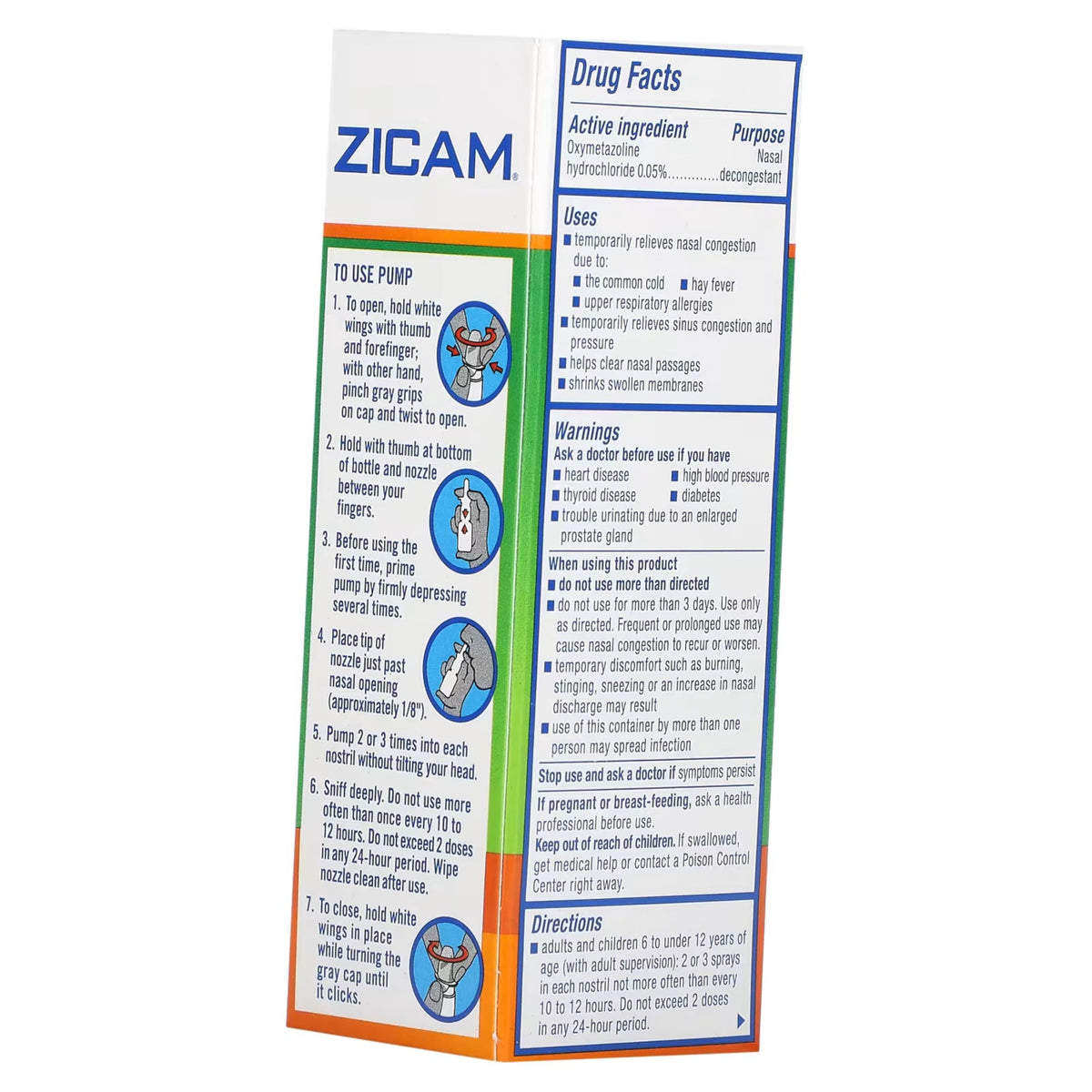Zicam nasal decongestant pump bottle standing upright for sinus relief