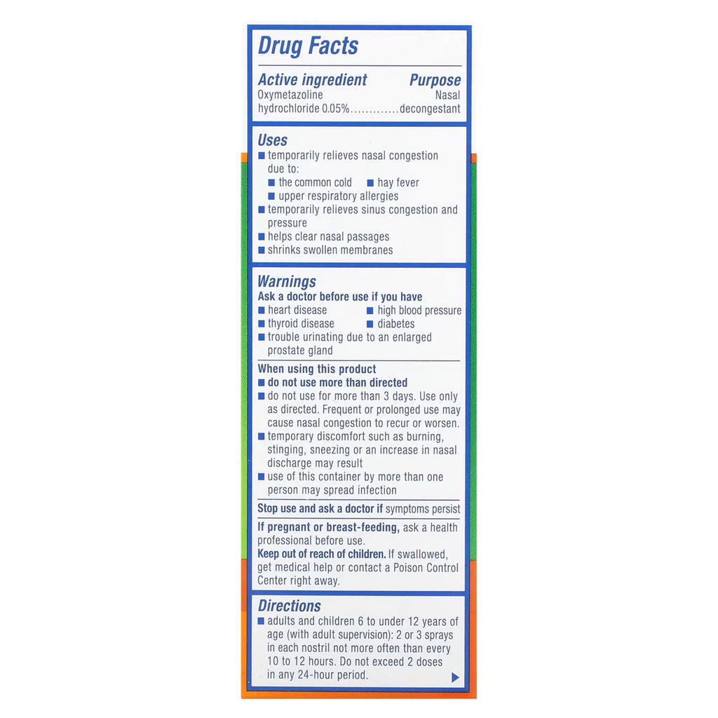 Back label of Zicam Extreme Congestion Relief showing the drug facts and active ingredients