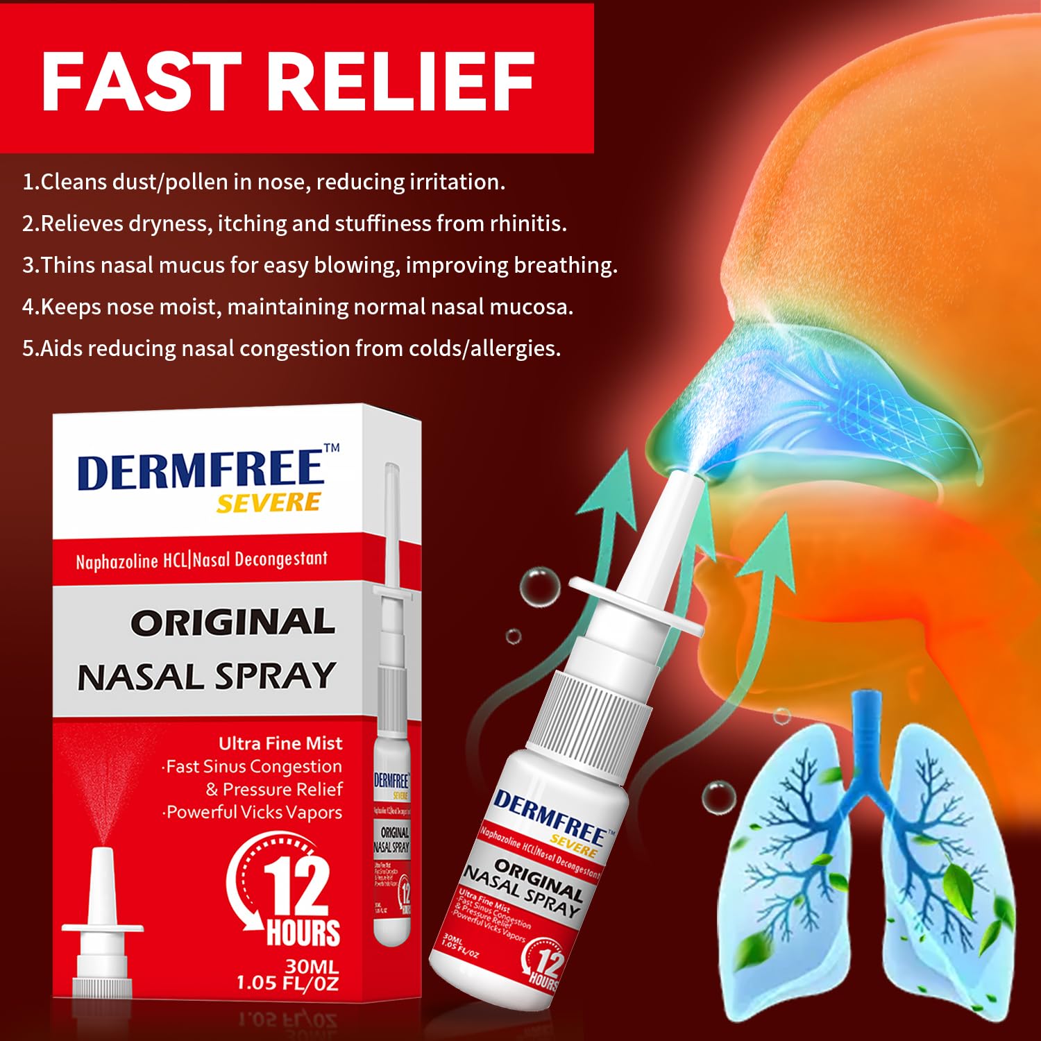 Authentic USA imported DERMFREE cooling menthol spray label active ingredients