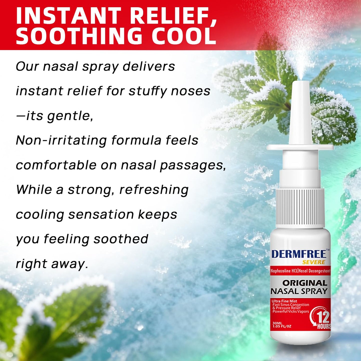 DERMFREE naphazoline hydrochloride zero point zero five percent nasal spray application view