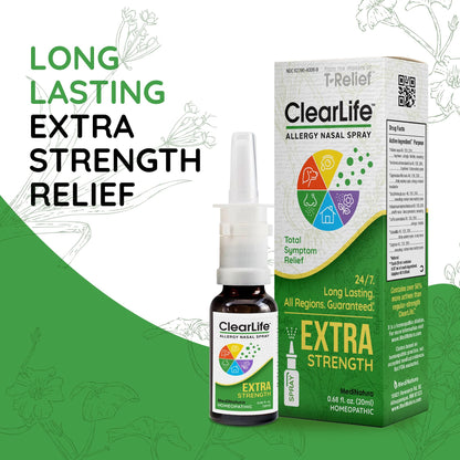 ClearLife Extra Strength nasal spray mist box displaying active ingredients for sinus pressure relief