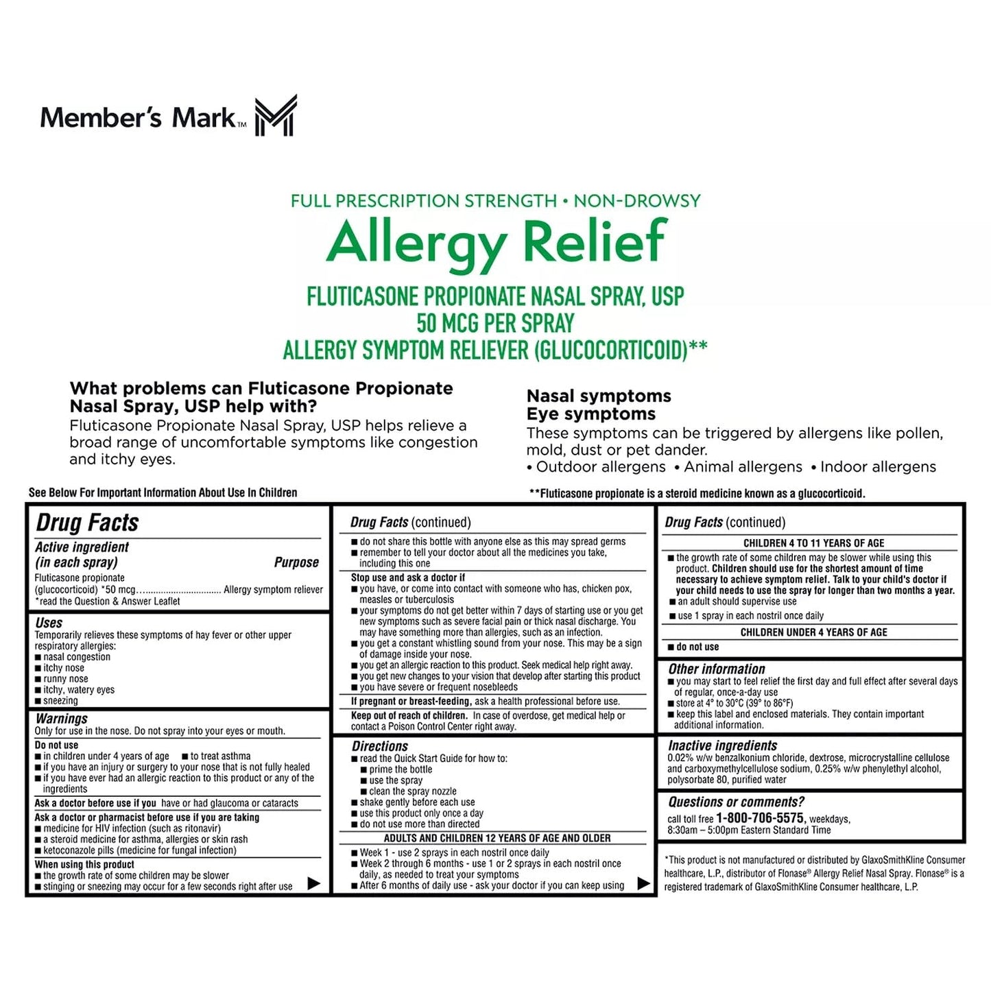 Member's Mark Aller-Nose 6 pack nasal spray box showing 144 metered sprays per bottle.