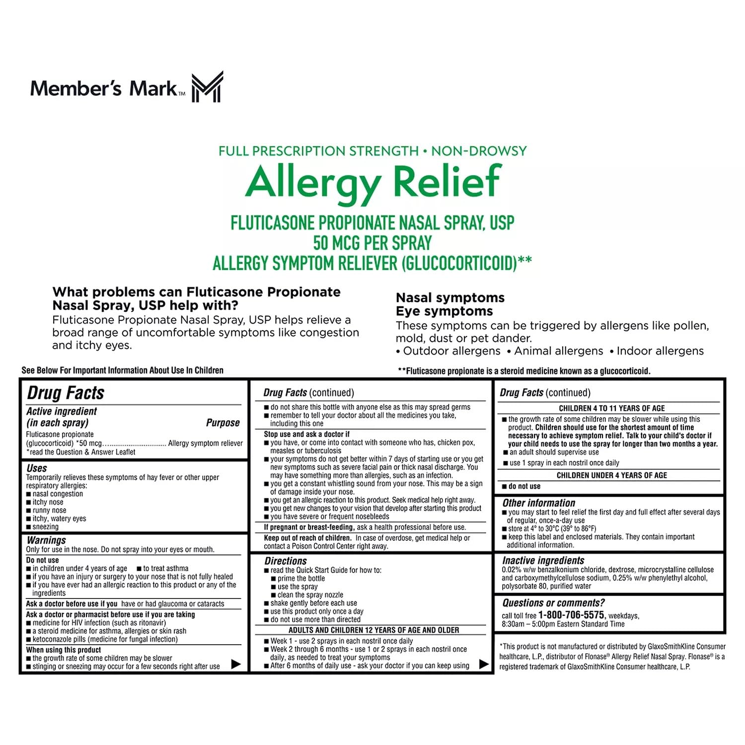 Member's Mark Aller-Nose 6 pack nasal spray box showing 144 metered sprays per bottle.