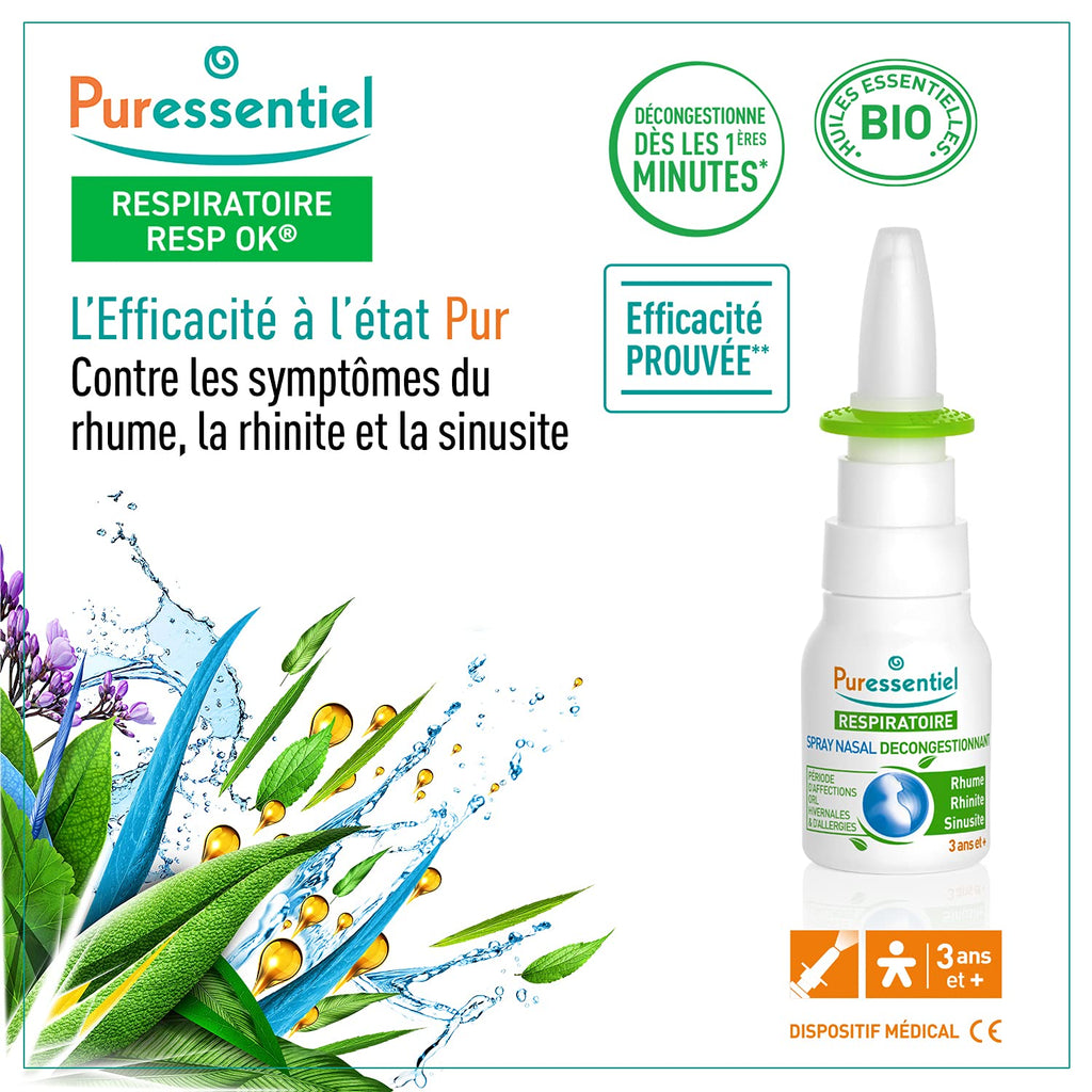 Close up of the nozzle on the Puressentiel hypertonic seawater decongestant spray.