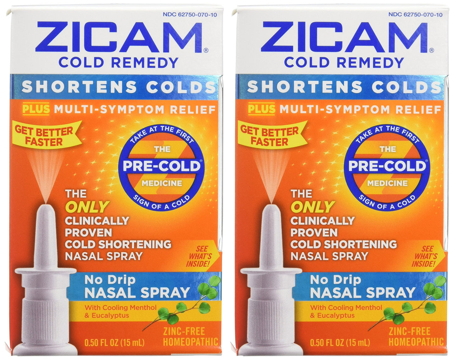 Authentic USA imported Zicam nasal spray pack of two for congestion and cold relief